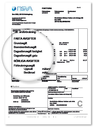 Faktura från NSVA med olika poster
